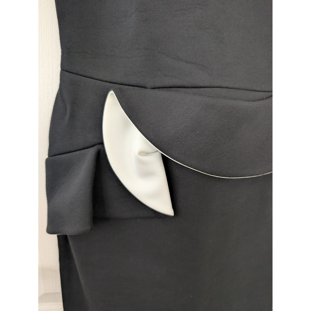 Sandro Black Sleeveless Peplum Ruffle Sheath Dress Size 3 Exposed Zipper - Picture 4 of 6